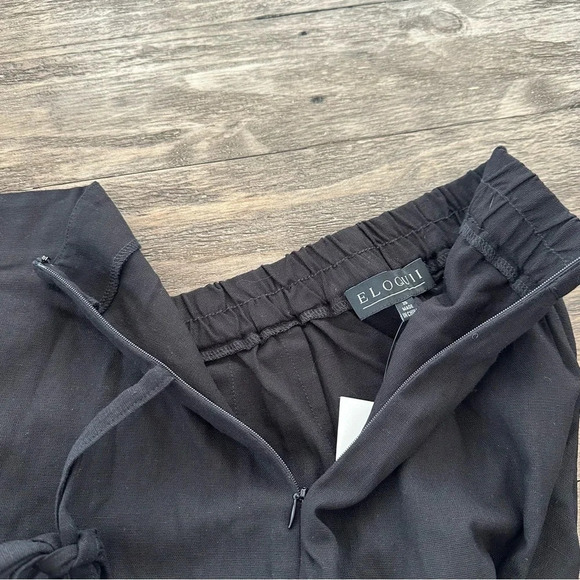 NWT Eloquii size 20 Black Linen Blend Skirted Shorts Tie Front Summer New - Picture 3 of 6